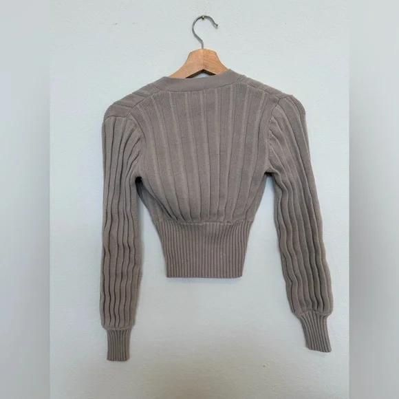 Aritzia Wilfred Cardigan XS Wool Blend Gray Beige - Picture 5 of 9